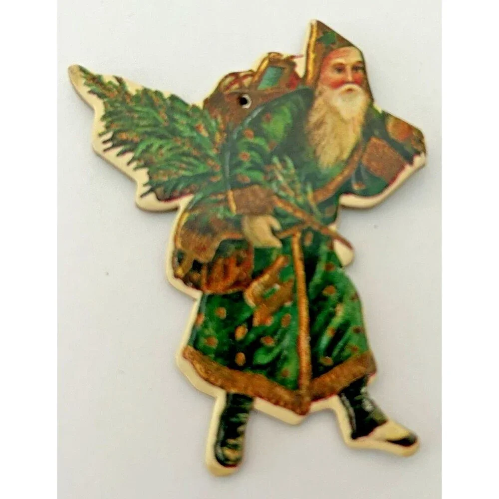 Vtg Merrimack Paperboard Die Cut Christmas Ornaments Lot of 2 1970s Victorian